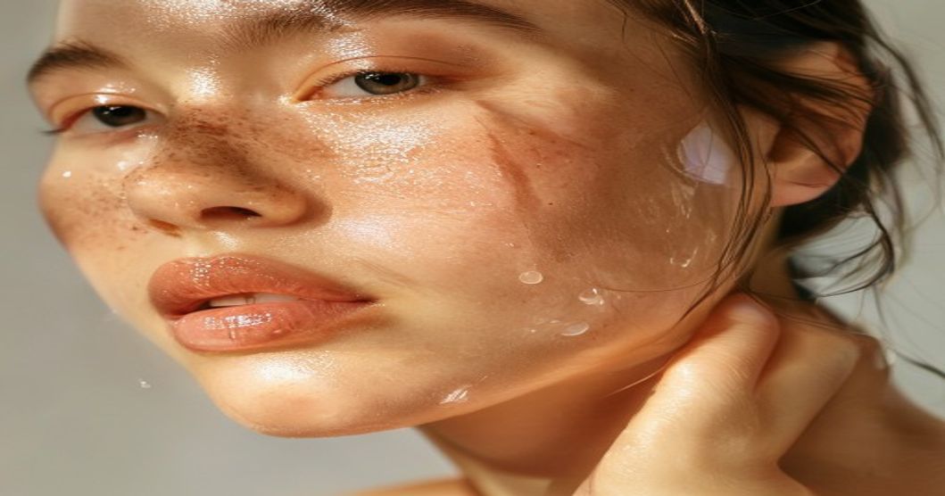 Hydrated sensitive skin showing dewy glow from hyaluronic acid serum application