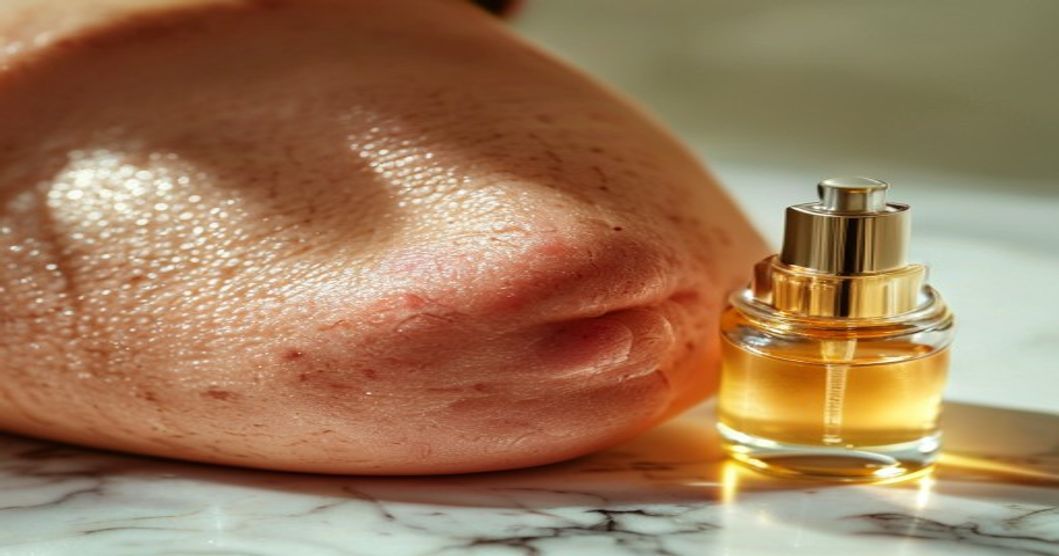 Textured skin with closed comedones close-up before K-beauty routine treatment