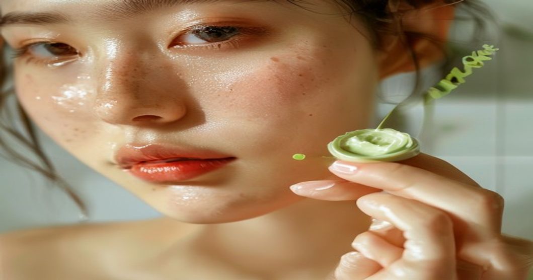 Centella cream being applied to calm, redness-free skin texture