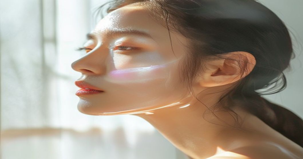 Results of consistent Korean skincare routine for dehydrated sensitive skin showing radiant glass skin texture