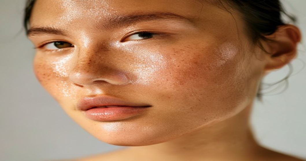 Hydrated glass skin achieved with Korean skincare routine for sensitive skin