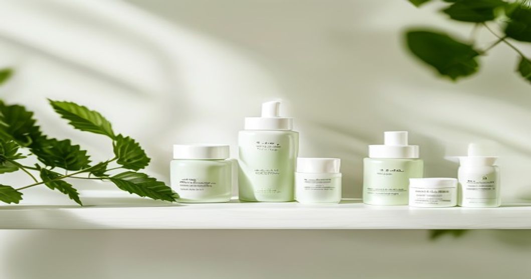 Korean centella-based skincare products displayed on a shelf for sensitive skin routines